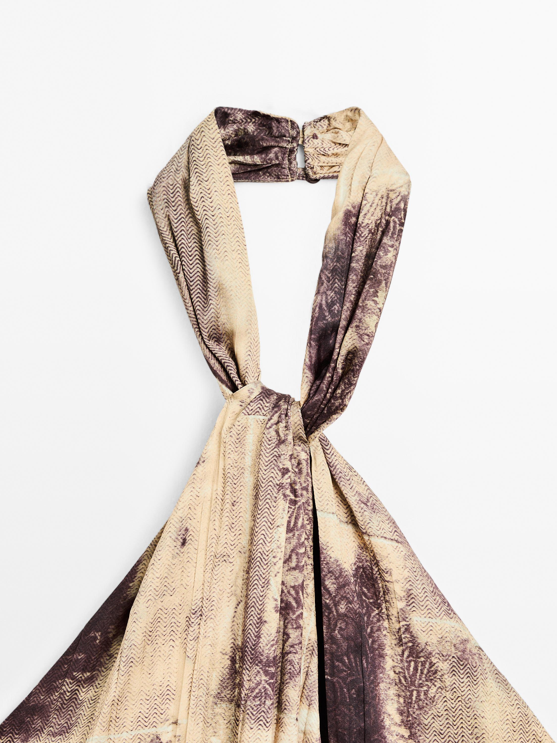 Printed satin fabric top